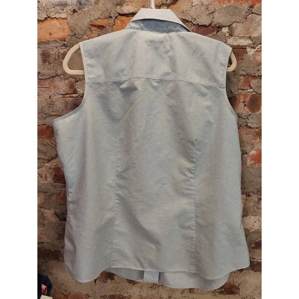 Talbots Womens Button Up Shirt Size 14W Blue Striped Wrinkle Resistant - Picture 3 of 3